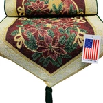 Christmas Tapestry Table Runner Maroon Green Metallic 72" New. Fixed Price $15.00.