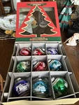 Christmas Ornaments Christopher Radko Shiny Brite Set Of 9 Glass Flocked 2012. Fixed Price $24.00.