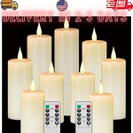 9 Pack Flameless Led Candles Remote Timer Real Wax Pillar Home Decor Ivory. Fixed Price $18.99.