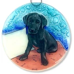 Black Lab Dog Christmas Tree Ornament - Art Glass Light Catcher Animal Gift. Fixed Price $16.99.