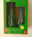 Christmas Trees Ornament Lighted Battery Operated Green Blue Plastic Tabletop. Fixed Price $13.99.