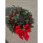 Christmas Wreath Red Bow Pinecones Berries Holiday Home Decor. Fixed Price $67.50.
