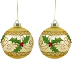 Northlight 2 Golden Glittered Holly Berries Christmas Glass Ball Ornaments 4". Fixed Price $37.79.