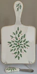Lenox Christmas Holiday Cheese Board With Spreader - Holly Leaves & Berries. Fixed Price $20.00.
