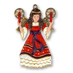 Angel Red With Candles Double Sided Pewter German Christmas Ornament 3 Inch. Fixed Price $44.98.