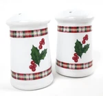 Essential Home Tartan Ribbon Christmas 2005 Salt And Pepper Shaker Set. Fixed Price $7.45.
