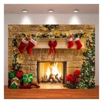 Xll Christmas Photography Backdrops Fireplace Decoration Background.... Fixed Price $13.86.