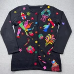 Vintage 90S Michael Simon Christmas "holiday Whimsy" Cardigan Sweater Sz *read. Fixed Price $89.99.