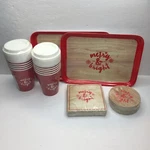 74 Pc Gartner Studios Merry & Bright Holiday Party Pack Tray Cup Napkin Coaster. Fixed Price $39.99.