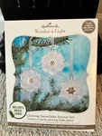 Hallmark Wonder & Light Glowing Snowflake Starter Set 3 Ornaments Magic Cord. Fixed Price $21.60.