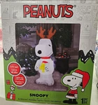 Gemmy 4FT Tall Snoopy W/ Antlers And Woodstock Christmas Inflatable. Fixed Price $29.99.