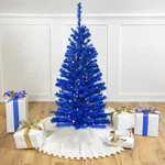 Pre-lit Medium Artificial Pine Christmas Tree 4' Royal Blue Clear Lights. Fixed Price $84.49.