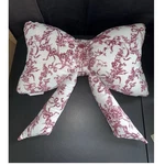 Envogue Bow Shaped Velvet Pillow Floral White Burgundy Down Alternative 14X24. Fixed Price $20.00.
