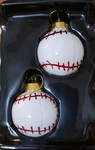 Set Of 2 Small Baseball Gift Boxed Glass Christmas Ornaments By Kurt Adler. Fixed Price $11.99.