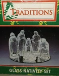 Vintage Traditions 4" Clear Glass Christmas Nativity Set W/ 6" Mirror Base. Fixed Price $9.95.