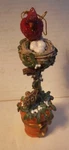 Cardinal Red Bird Nest Potted Plant Sign Says Joy Christmas Ornament 5". Fixed Price $6.95.