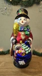 Traditions Blown Glass Snowman Christmas Wood Base 18 Inches W/box So Beautiful!. Fixed Price $125.00.