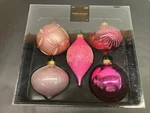 Glass Christmas Ornament Boxed Set Of 5 Pink Robert Stanley New Large. Fixed Price $21.00.