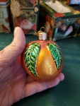 Old World Christmas Peach Fruit Ornament Hand Crafted & Glittered 2010. Fixed Price $10.00.