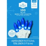 Holiday Time 100COUNT Blue Led Mini Christmas Lights, With White Wire, 21 Feet. Fixed Price $19.95.
