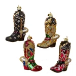 Set Of 4 Noble Gems Cowboy Boot Glass Ornaments C1715. Fixed Price $54.99.