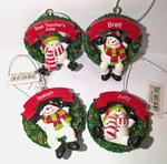 Holly Jolly Snowman Wreath Christmas Ornament Pre-printed Ganz Choose Nwt. Fixed Price $9.00.