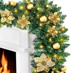 9FT Pre Lit Christmas Garland With Lights Led Wreath Home Xmas Decor. Fixed Price $32.99.