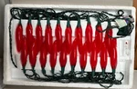 Vtg Red Chili Peppers 20-LIGHT Set Hofert Co #1832 Mint Tested Indoor Outdoor. Fixed Price $14.99.