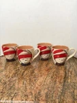 Crate & Barrel Snowman Red Hat Cups Made In Italy Terra Cotta Holiday Lot Of 4. Fixed Price $22.49.