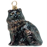 Joy To The World Black Persian Cat Sitting Polish Glass Christmas Ornament. Fixed Price $49.98.