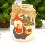 Stony Creek Decorative Glass Light Gnome With Red Hat Riding Bear 4" Jar GBP80B. Fixed Price $27.42.