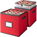 Oiahomy 2 Pack Ornament Storage Box With Handle, Each Red. Fixed Price $26.24.
