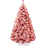 Best Choice Products Pre-lit Flocked Artificial Pine Tree Lights Red White. Fixed Price $64.99.