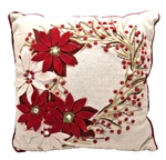 Pier Imports Pillow Poinsettia Appliqu Berry Wreath Christmas Decor 16X16. Fixed Price $25.00.