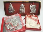 Lot Of 5 Gorham Ornaments - Crystal Face & 4 Silverplate Santas. Fixed Price $12.99.