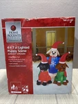 Christmas Home Accents 4 Ft 7 Plush Lab Puppy Scene Airblown Inflatable Nib. Fixed Price $159.97.