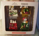 Hallmark Peanuts Snoopy 4 Glass Christmas Ornament Box Set New (LL/8510). Fixed Price $60.00.