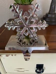 Silver/chrome Snowflake Mantle Holder For Hanging Christmas Stocking. Fixed Price $10.00.