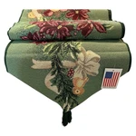 Manual Tapestry Christmas Table Runner Poinsettia Candle Garland 13X72 Nwt Vtg. Fixed Price $20.00.