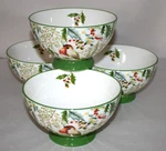 Potter Studio Christmas Holiday Floral & Bird Footed Cereal Bowls Set Of 4 New. Fixed Price $54.90.
