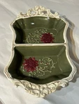 Grasslands Road Christmas Poinsettia Divided 2 Sided Candy Serving Dish Euc. Fixed Price $7.35.