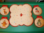 Temptations Temp-tations Winter Whimsy 4 Oz Set Of Bowls & Tray Euc (12). Fixed Price $45.00.