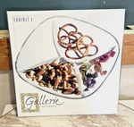 Luigi Bormioli Gallerie Exhibit Clear Glass Four Section Serving Tray 9.75". Fixed Price $14.00.