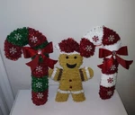 Christmas Candy Canes & Gingerbread Man Hanger Tinsel Decoration 3 Pcs New. Fixed Price $17.99.