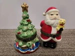 Kurt Adler Santa Claus And Christmas Tree Porcelain Vtg Hinged Trinket Boxs. Fixed Price $22.95.