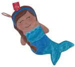 December Home Mermaid Christmas Stocking Girl Brown Hair Blue Glitter New W/ Tag. Fixed Price $14.99.