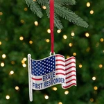 Northlight 2.75" First Responders Flag Christmas Ornament European Crystals. Fixed Price $22.49.