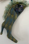 Pier 1 Christmas Stocking Victorian High Heel, Blue/ Green Sequin & Velvet New !. Fixed Price $65.00.