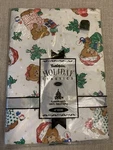 Vintage Christmas Morning Bear Vinyl Flannel Backed Round Tablecloth 60. Fixed Price $17.50.