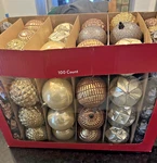 Holiday 100-COUNT Shatterproof Christmas Ornaments Gold/silver Mix Nib. Fixed Price $22.49.